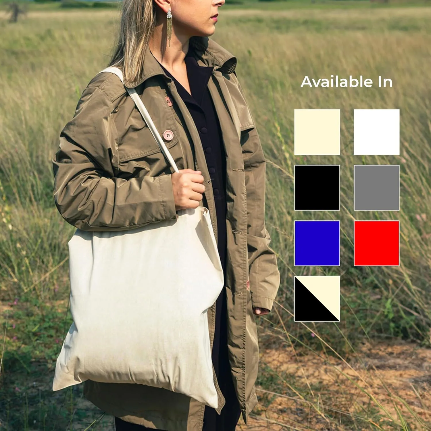 Salt Earth Pack of 5 | 6 | 12 | 24 | 48  100% Cotton Reusable Tote Bags  Bulk Grocery, Shopping, DIY, Beach & Gift Use