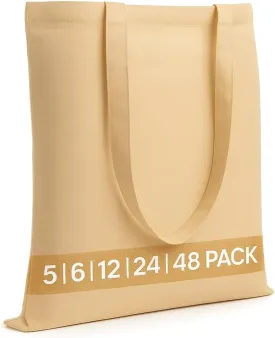 Salt Earth Pack of 5 | 6 | 12 | 24 | 48  100% Cotton Reusable Tote Bags  Bulk Grocery, Shopping, DIY, Beach & Gift Use