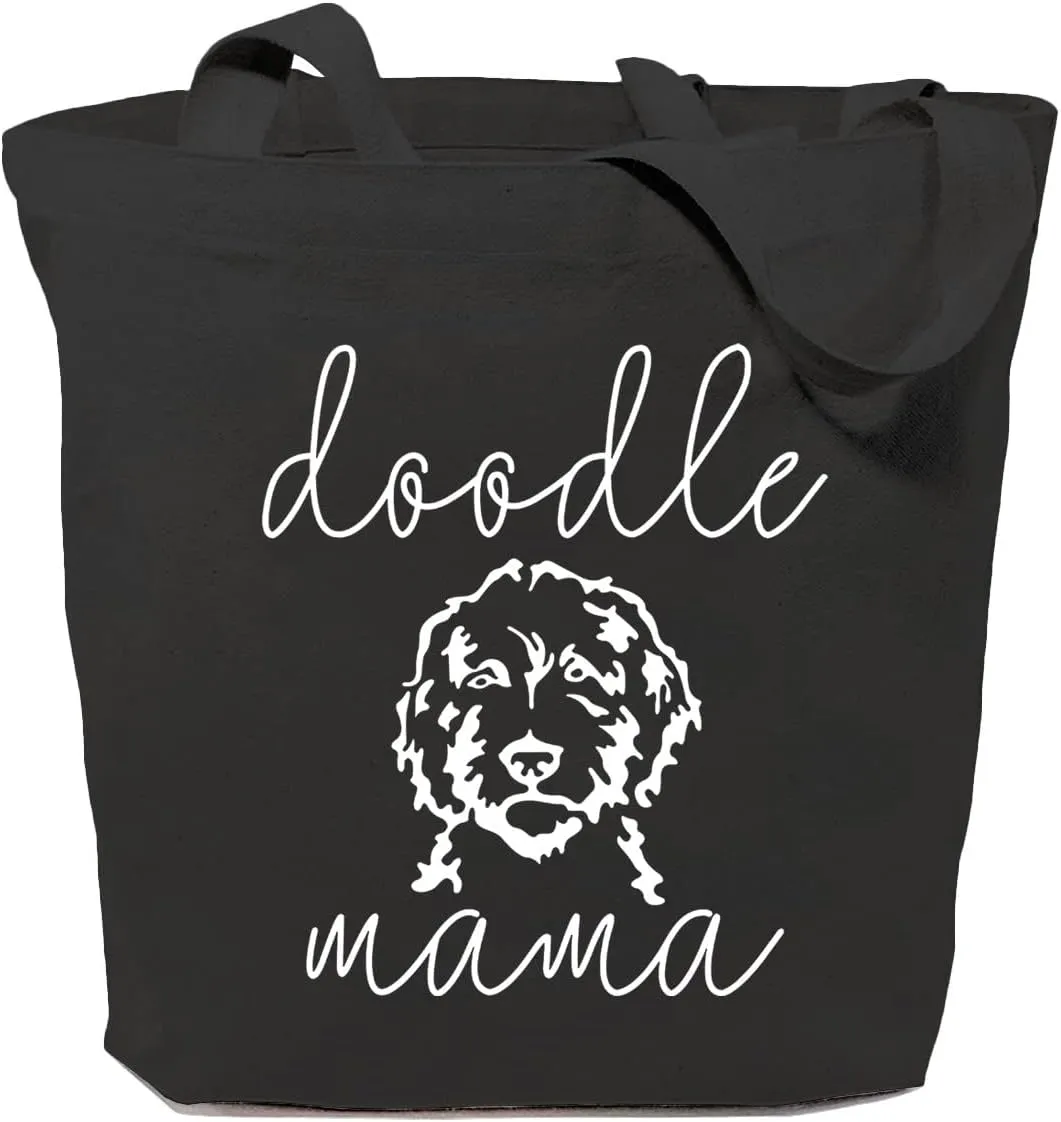SAUIVD Doodle Mama Eco-Friendly Cute Tote Bags Cute Dog Lover Gifts Reusable Canvas Grocery Shopping Bag