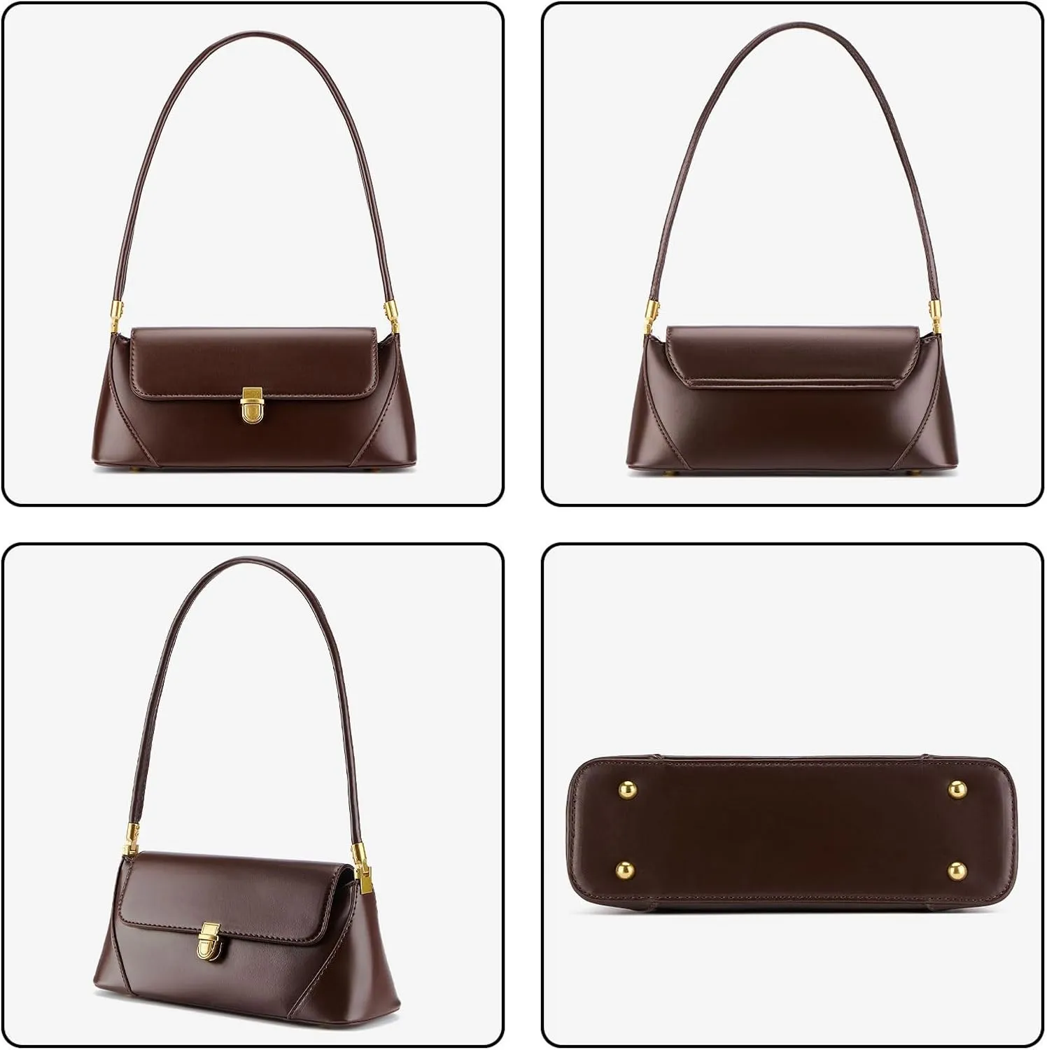 Shoulder Bag for Women Vintage Purse Fashion Classic Vegan Leather Clutch Tote Retro Handbag with Buckle Closure