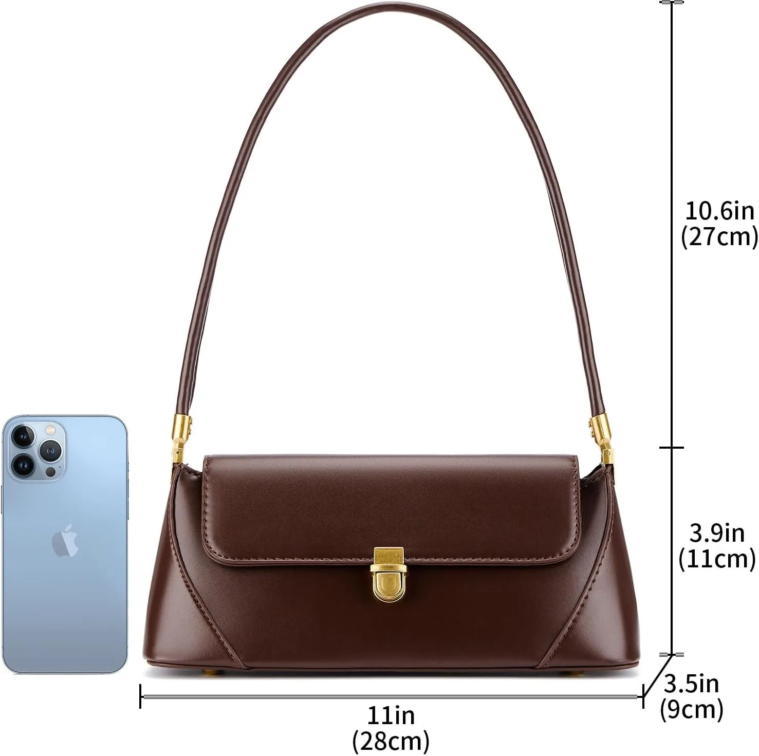Shoulder Bag for Women Vintage Purse Fashion Classic Vegan Leather Clutch Tote Retro Handbag with Buckle Closure
