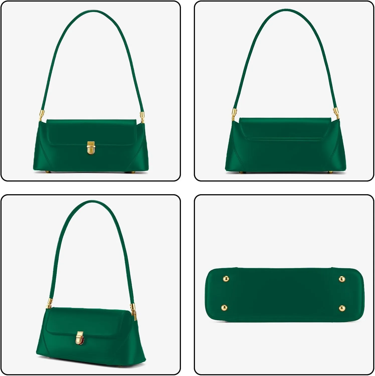 Shoulder Bag for Women Vintage Purse Fashion Classic Vegan Leather Clutch Tote Retro Handbag with Buckle Closure
