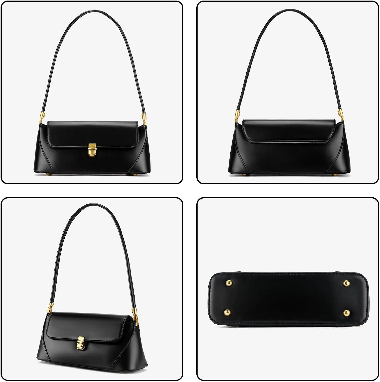 Shoulder Bag for Women Vintage Purse Fashion Classic Vegan Leather Clutch Tote Retro Handbag with Buckle Closure