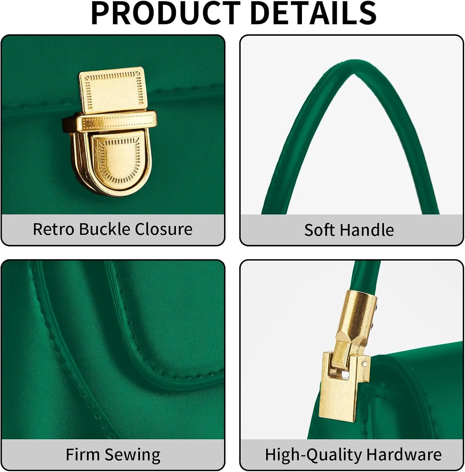 Shoulder Bag for Women Vintage Purse Fashion Classic Vegan Leather Clutch Tote Retro Handbag with Buckle Closure