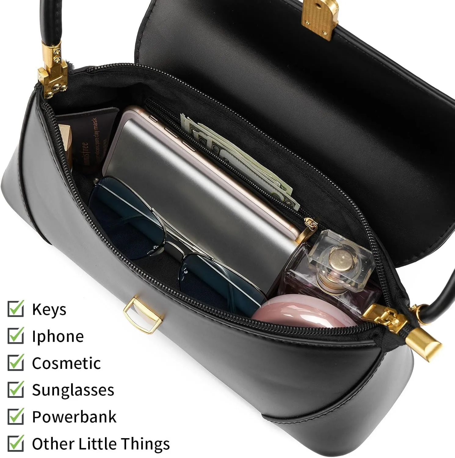 Shoulder Bag for Women Vintage Purse Fashion Classic Vegan Leather Clutch Tote Retro Handbag with Buckle Closure