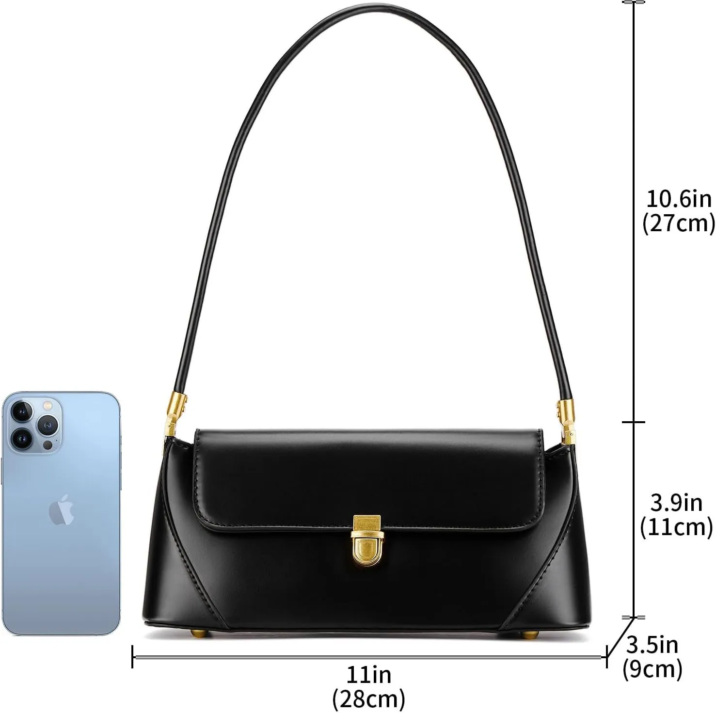Shoulder Bag for Women Vintage Purse Fashion Classic Vegan Leather Clutch Tote Retro Handbag with Buckle Closure