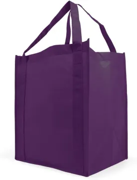 Simply Green Solutions - Reusable Grocery Bags, Wide Tote Bags with 20-Inch Reinforced Handle, Shopping Bags for Groceries, Reusable Gift Bags with Handles, 13 x 15 x 10, Pack of 10, Deep Purple