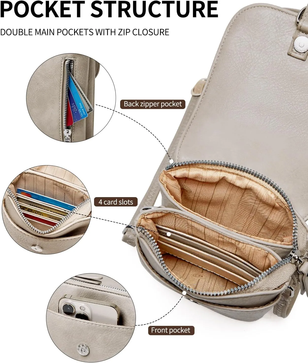 Small Crossbody Bags for women,Soft Leather Cell Phone Purse Lightweight,Little Crossbody Purses Women Trendy with Card slots