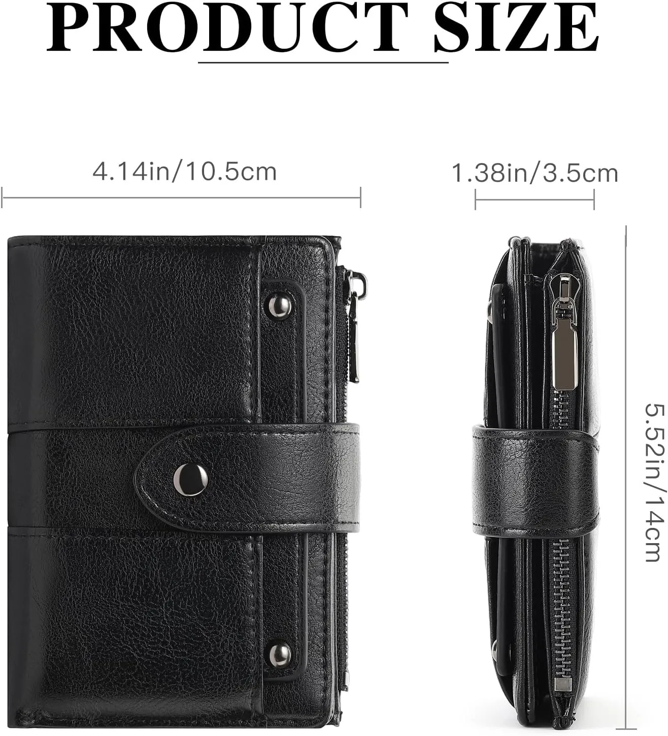 Small Womens Wallet Compact Leather RFID Blocking Zipper Coin Pocket Card Holder Bifold Ladies Purse with ID Window