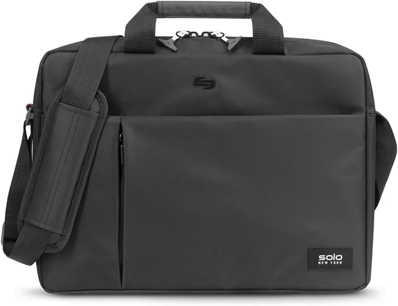 Solo New York Briefcase - Laptop Carrying Bag for Women & Men, Brief for Travel & Work, Internal Tablet Pocket, Adjustable Shoulder Strap, Fits 15.6" Computer - Lead Slim, Black