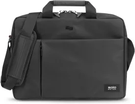 Solo New York Briefcase - Laptop Carrying Bag for Women & Men, Brief for Travel & Work, Internal Tablet Pocket, Adjustable Shoulder Strap, Fits 15.6" Computer - Lead Slim, Black