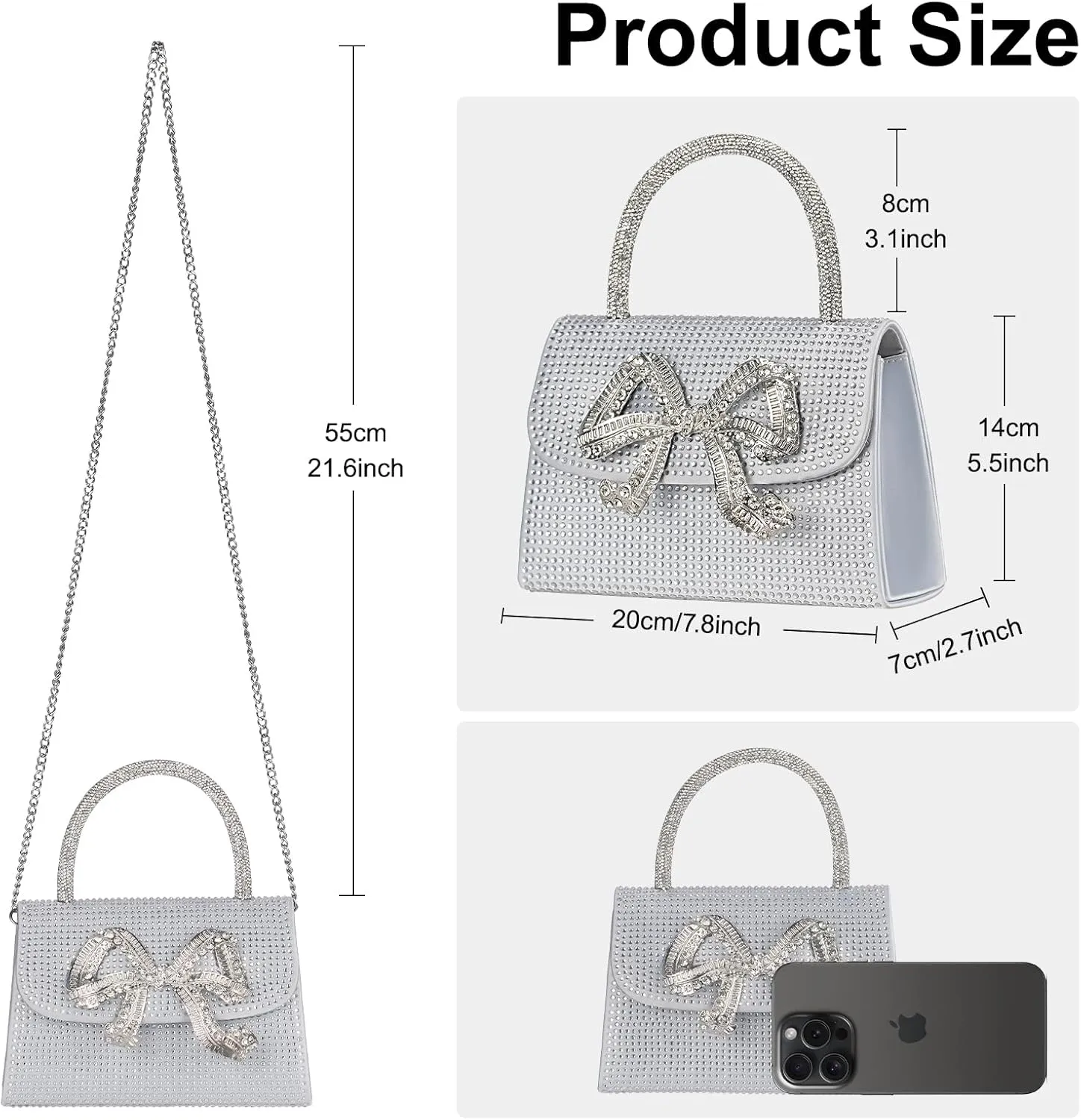 Sparkling Evening Clutches for Women Top Handle Rhinestone Handbags Ladies Luxury Cocktail Party Bling Chain Satche