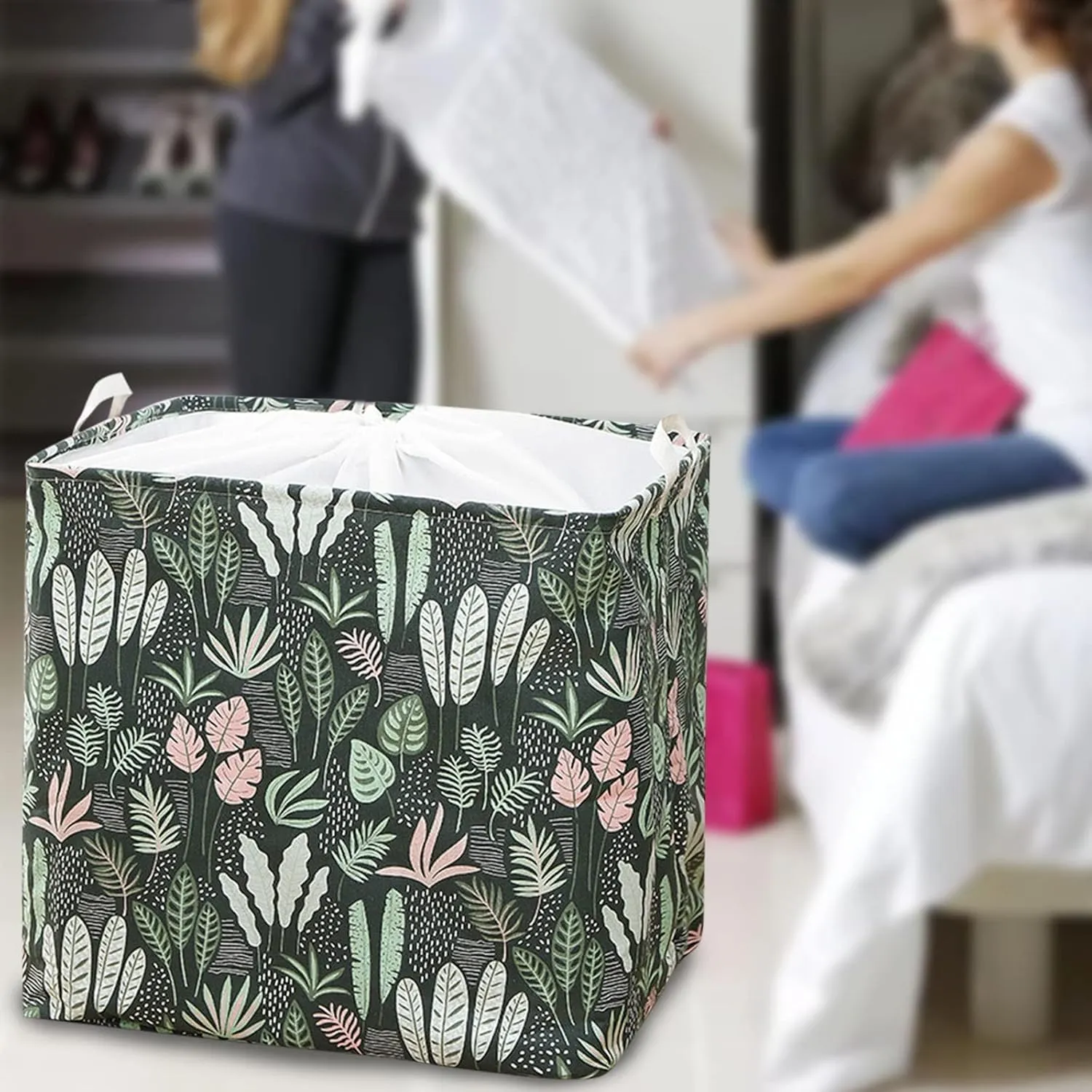Storage Bags Clothes Storage Bins Foldable Blanket Storage Containers Box with Handle Large Capacity Organizer Boxes for Comforter Pillows Quilt Duvet Bedding Living Room Bathroom