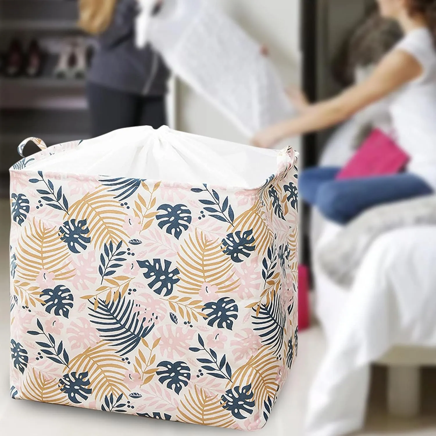 Storage Bags Clothes Storage Bins Foldable Blanket Storage Containers Box with Handle Large Capacity Organizer Boxes for Comforter Pillows Quilt Duvet Bedding Living Room Bathroom
