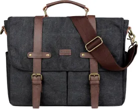 Stylish 15.6 inch Canvas Laptop Bag Messenger Bag Briefcase Vintage Crossbody Shoulder Bag Military Satchel for Men YL-01