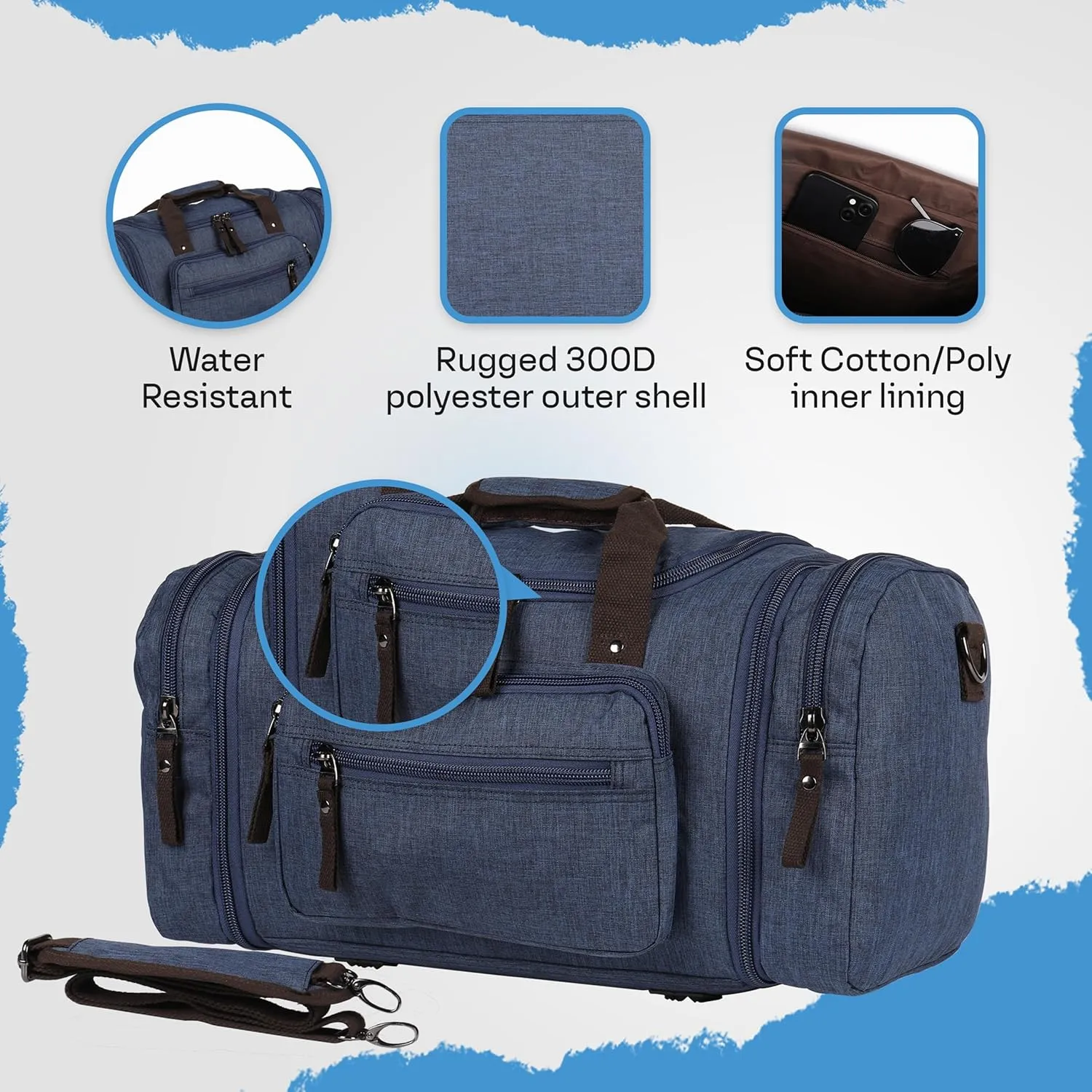 Stylish Duffle Bag for Travel  Expandable to 40L Lightweight and Waterproof Weekender Bag with Multiple Pockets and Adjustable Shoulder Strap for Men & Women  A Premium Carry On Duffle Bag