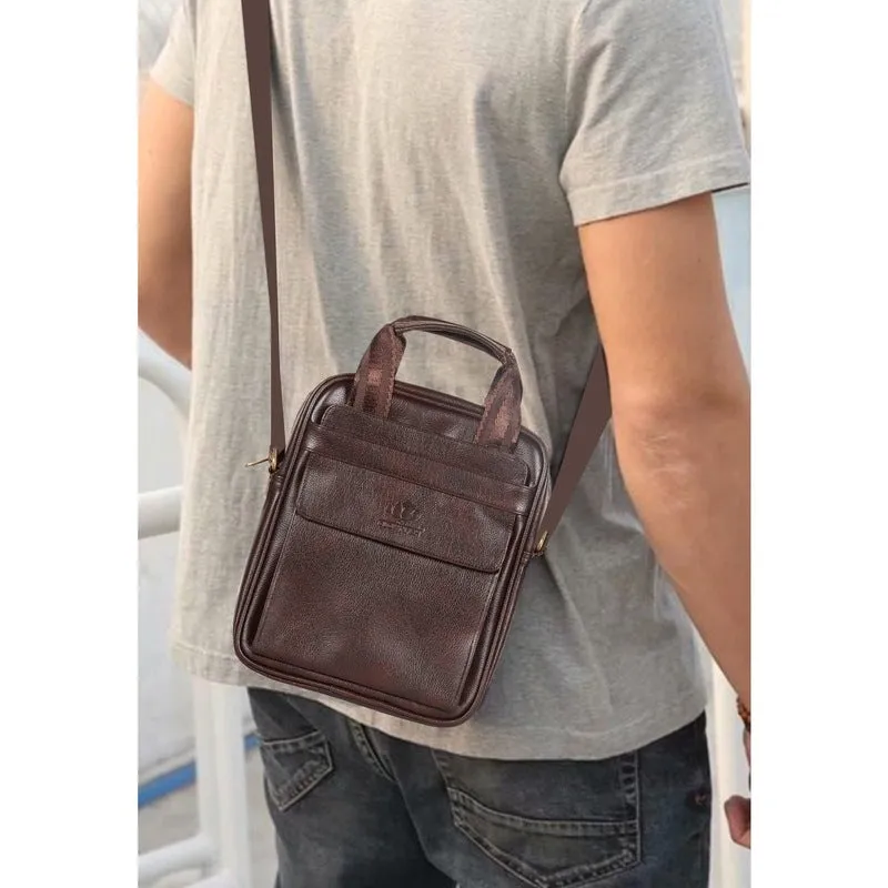 Stylish Sling Bag: Faux Leather Crossbody for Travel | Unisex | 4.5L | Dark Brown