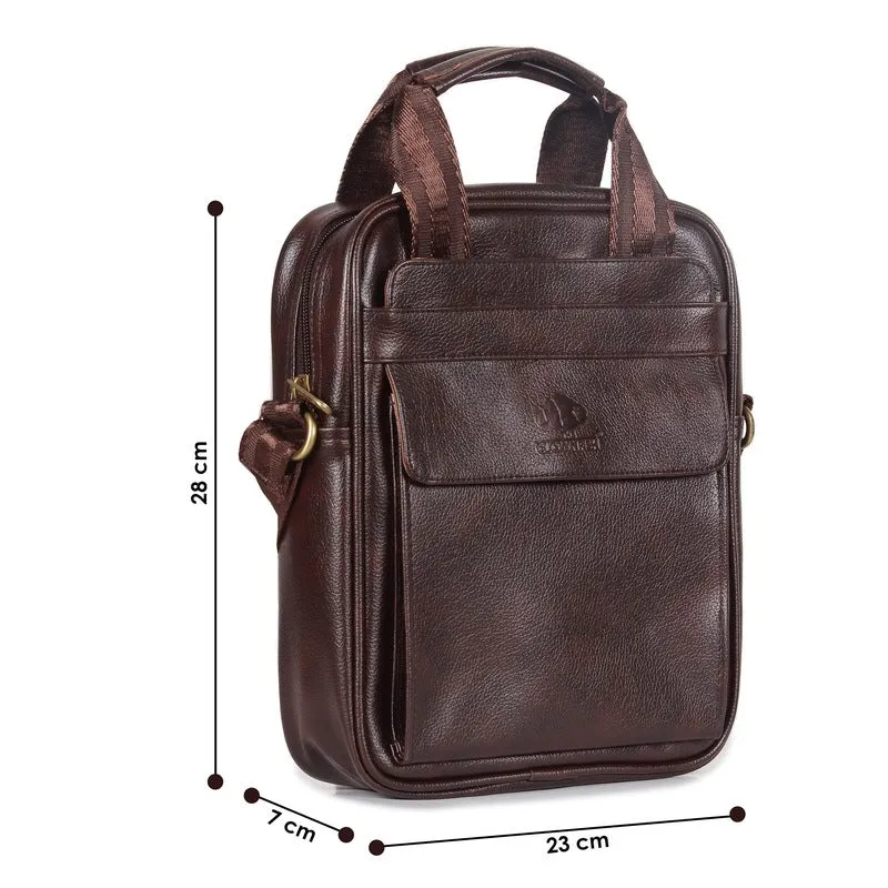 Stylish Sling Bag: Faux Leather Crossbody for Travel | Unisex | 4.5L | Dark Brown