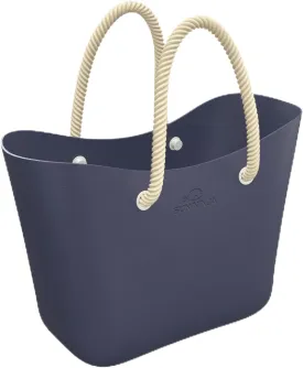 SUN NINJA Rubber Beach Bag - Extra Large Waterproof EVA Tote Bag with Comfortable Rope Handles for Beach, Boat, Pool, Outdoors & Travel - Washable, Sandproof & Anti-Skid Bottom Grip - Navy Blue, Tote