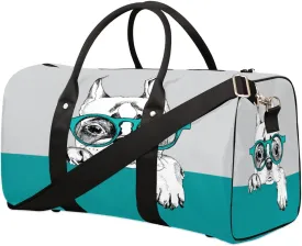 Sunglass Dog Travel Duffle Bag for Women Man, Lightweight Waterproof Foldable Overnight Bag,Boston Gym Bag Sports Bag, Carry on Shoulder Tote Bags for Dance Hospital Training Swim Yoga