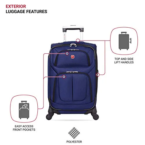 SwissGear Sion Softside Expandable Roller Luggage, Blue, Carry-On 21-Inch
