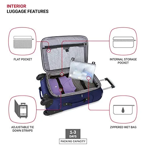 SwissGear Sion Softside Expandable Roller Luggage, Blue, Carry-On 21-Inch