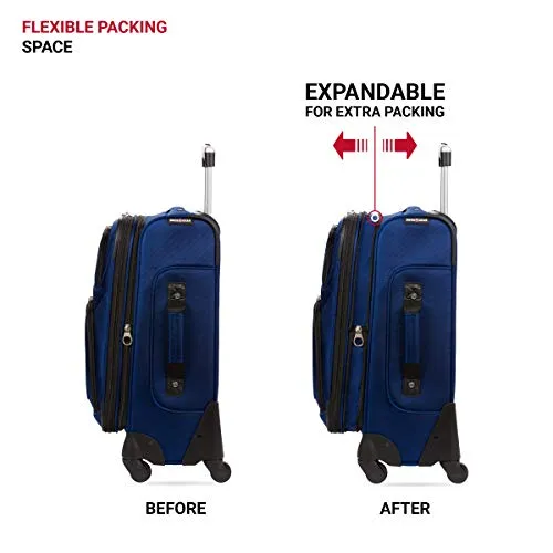 SwissGear Sion Softside Expandable Roller Luggage, Blue, Carry-On 21-Inch