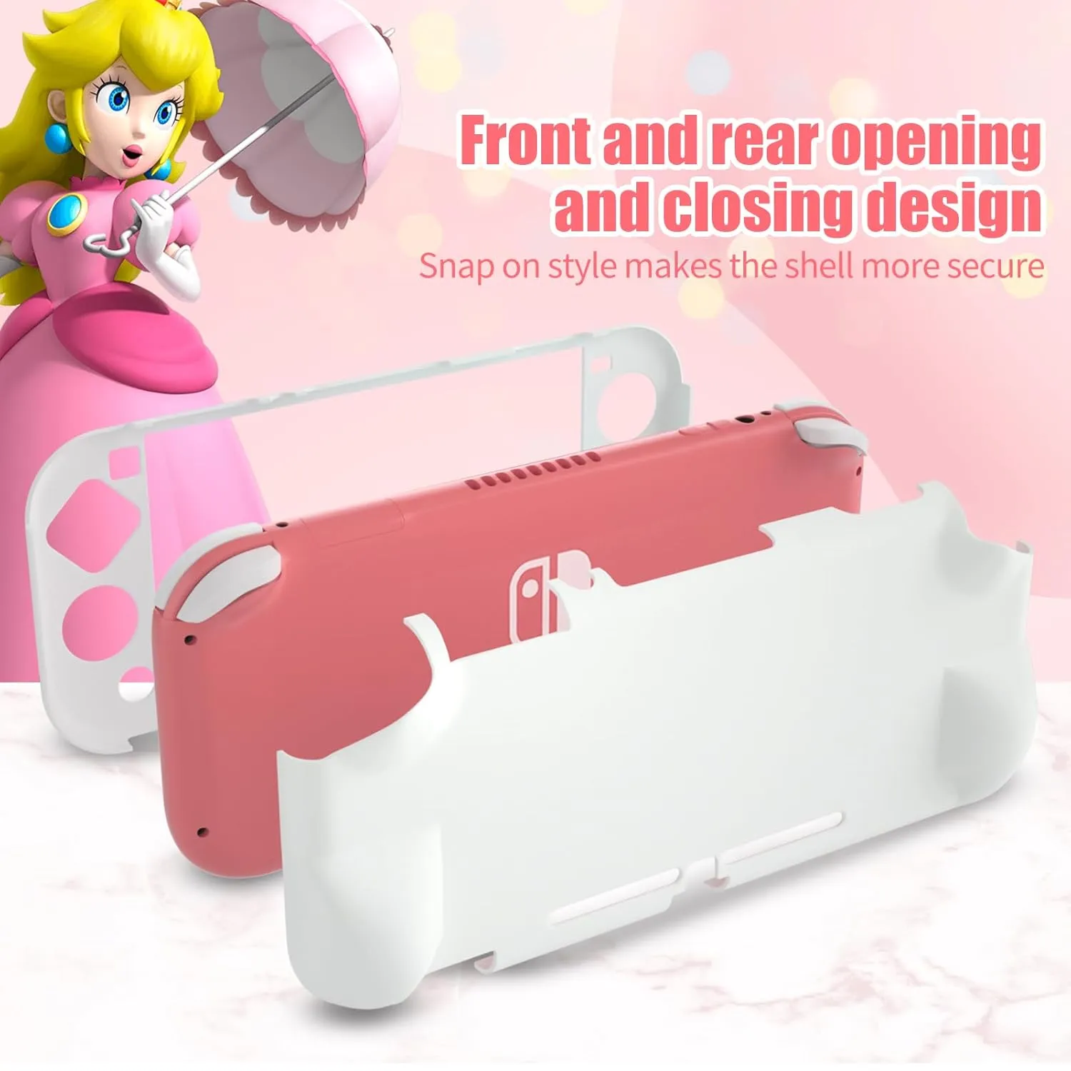 Switch Lite Grip Case, Comfortable Switch lite Protective Shell Case - White