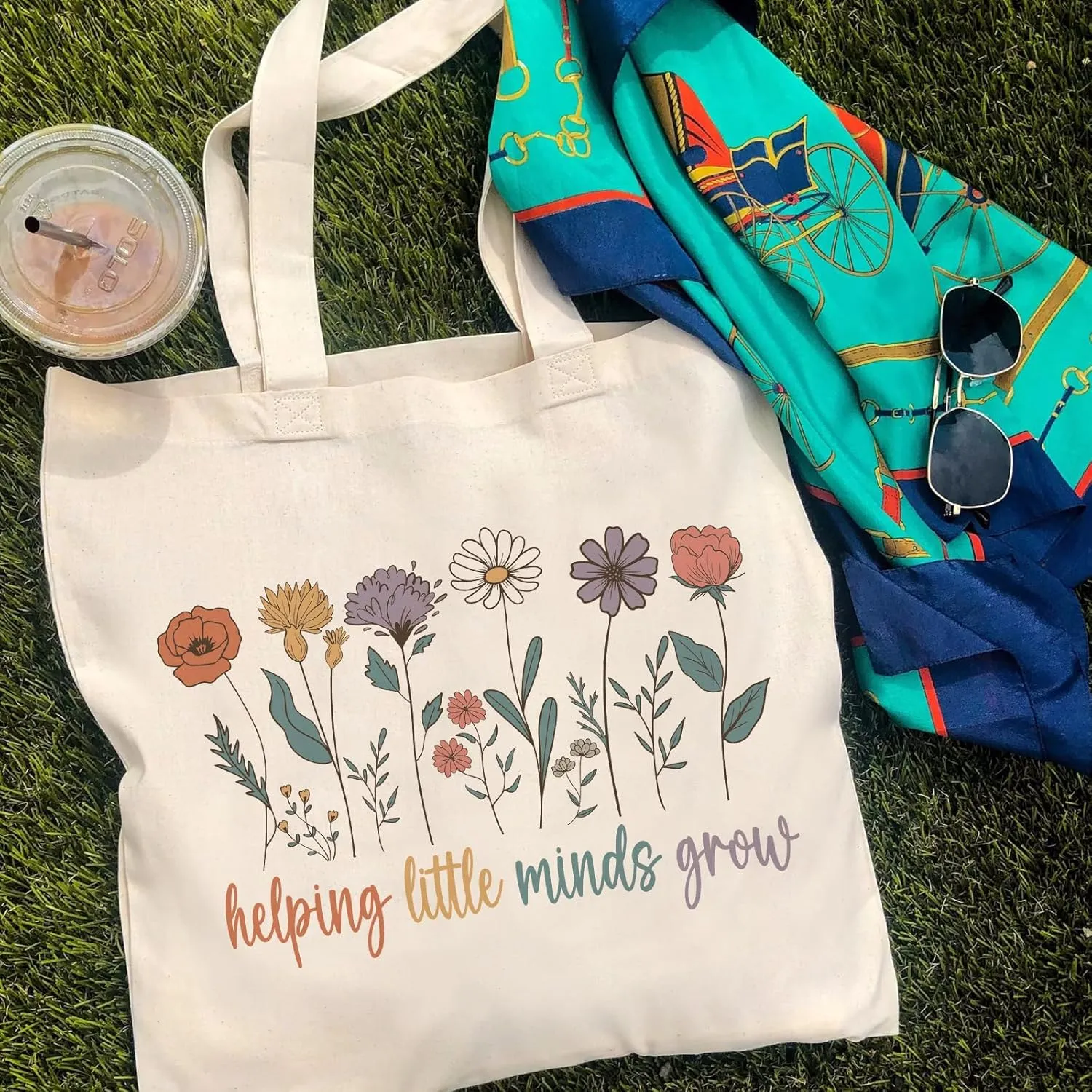 Teacher Appreciation Gifts School Canvas Tote Bags Aesthetic Travel Beach Bag Summer Reusable Grocery Shopping Bag