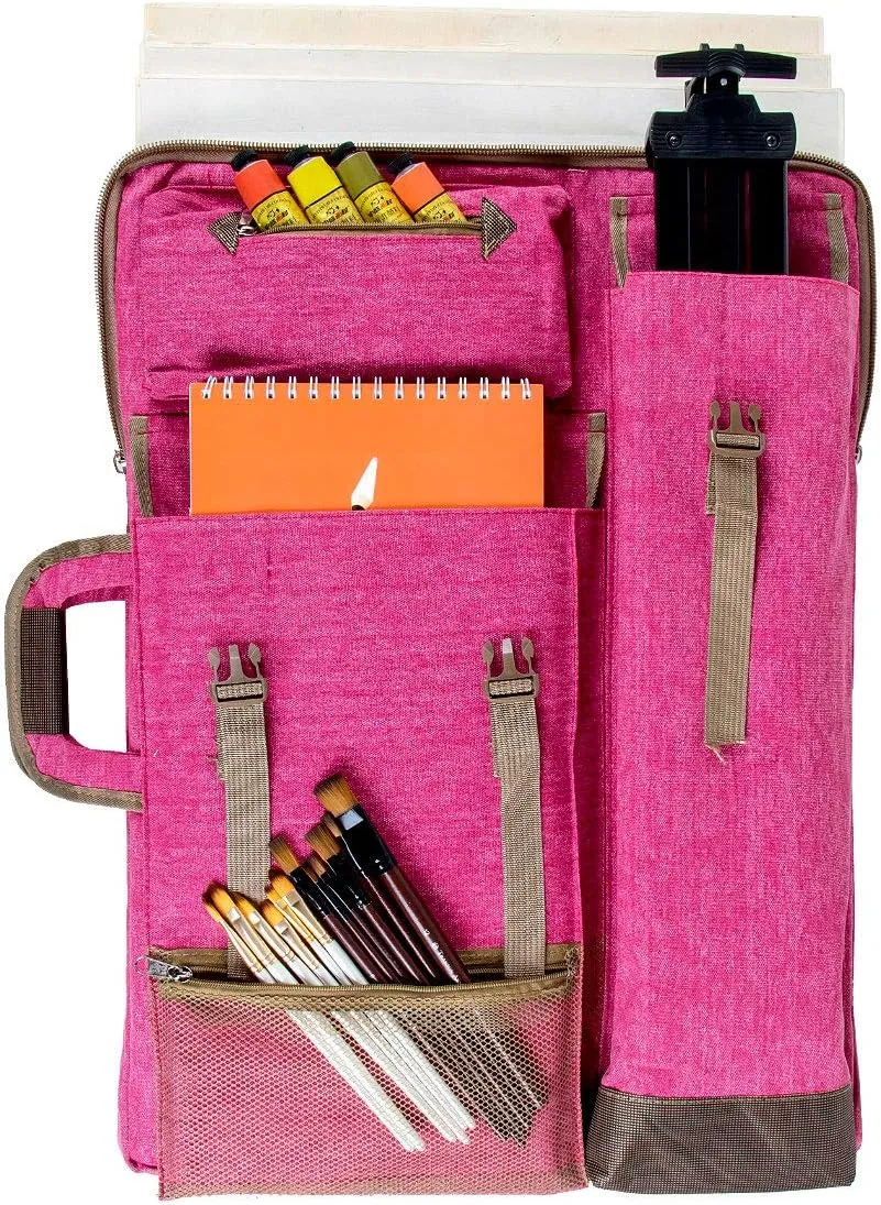 TRANSON Art Portfolio Case Artist Backpack Canvas Bag Large 26 x 19.5