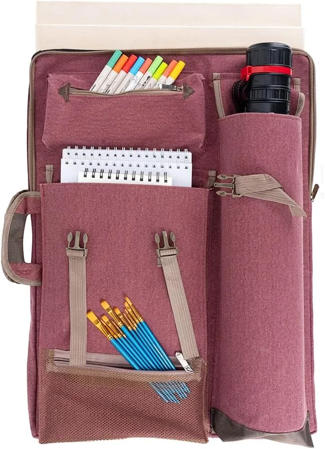 TRANSON Art Portfolio Case Artist Backpack Canvas Bag Large 26 x 19.5