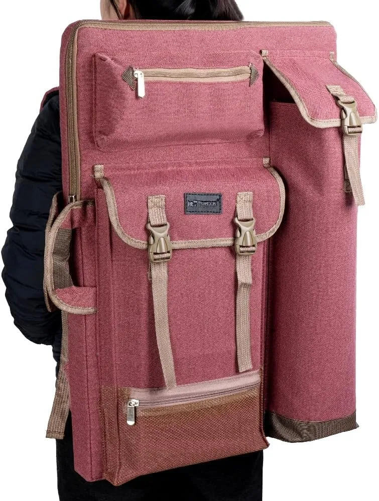 TRANSON Art Portfolio Case Artist Backpack Canvas Bag Large 26 x 19.5