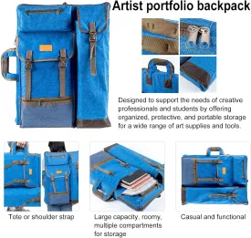 TRANSON Art Portfolio Case Artist Backpack Canvas Bag Large 26 x 19.5