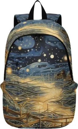 Travel Backpack for Men Laptop Bag Work Fashion Design Daypack Nocturne Night Piece Night Scene Large Lightweight Outdoor Casual