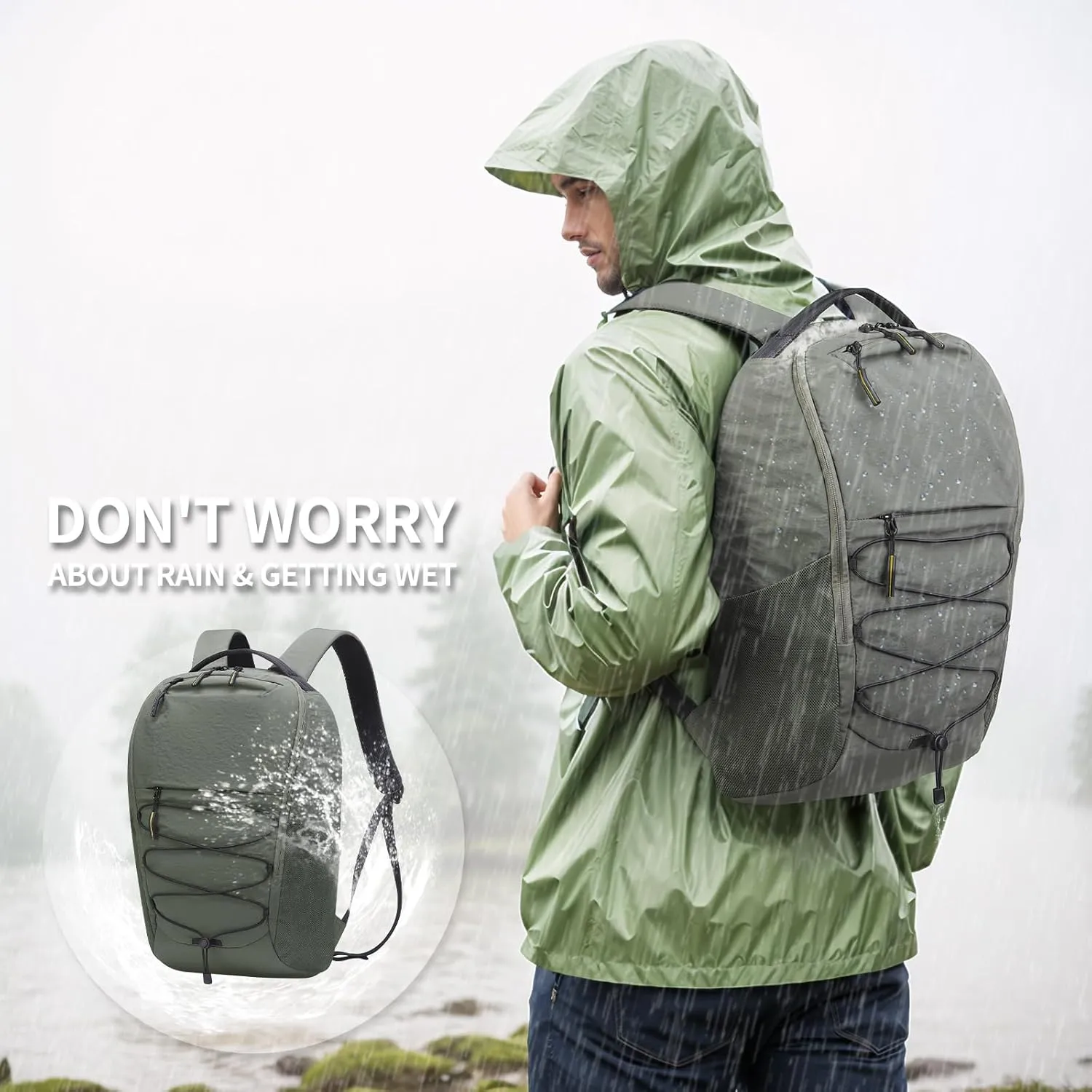 Travel Casual Backpack for Women and Men, Distinctive Design Lightweight Waterproof Daypack, for Outdoor and Daily Use, Green