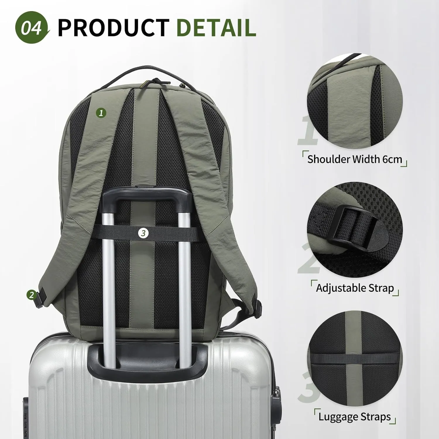 Travel Casual Backpack for Women and Men, Distinctive Design Lightweight Waterproof Daypack, for Outdoor and Daily Use, Green
