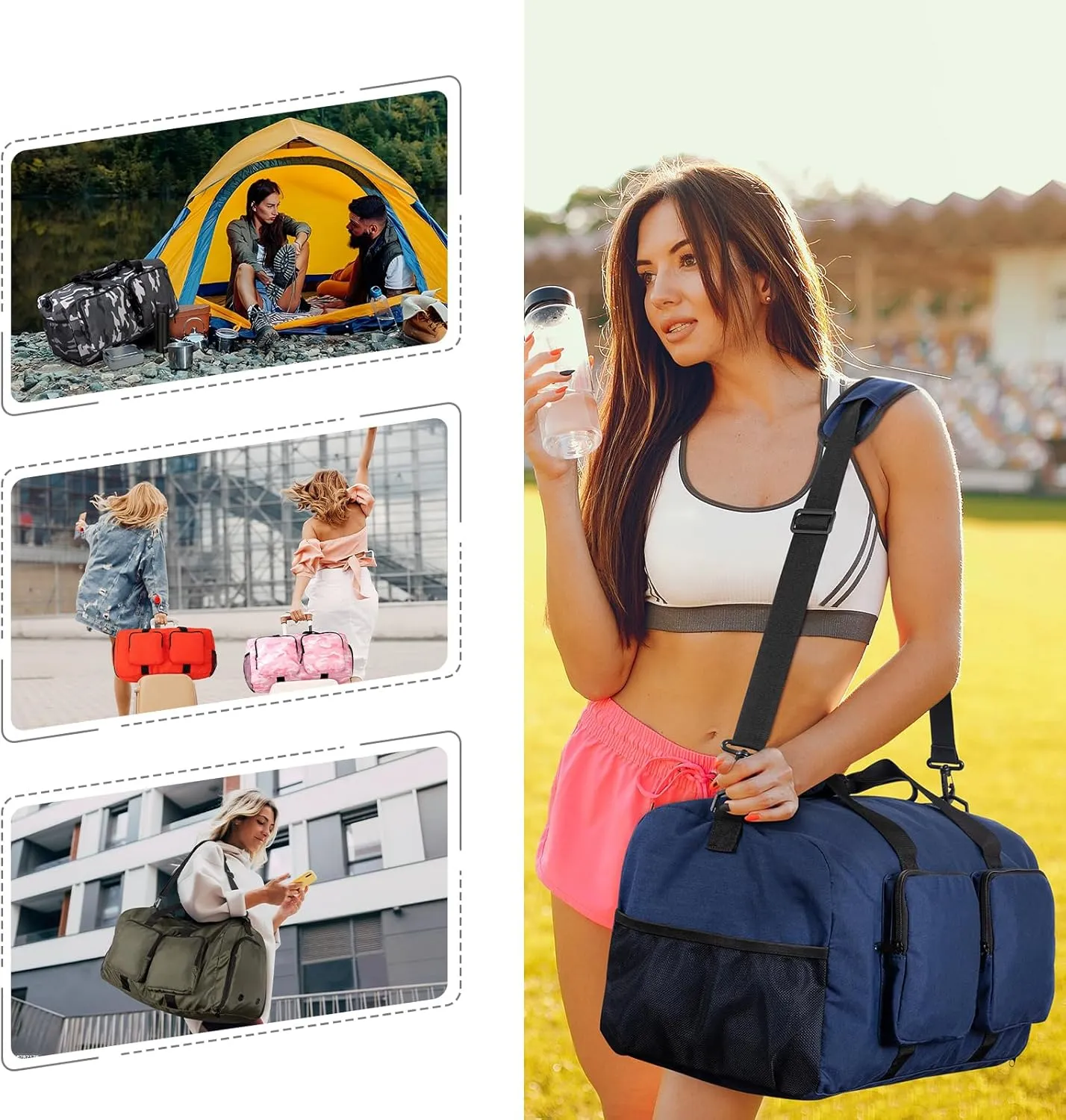 Travel Duffel Bags 40L,Gym Bag, Travel Bag, Duffle Bag for Men, Foldable Overnight Weekender Bags for Women & Men with Adjustable Shoulder Strap