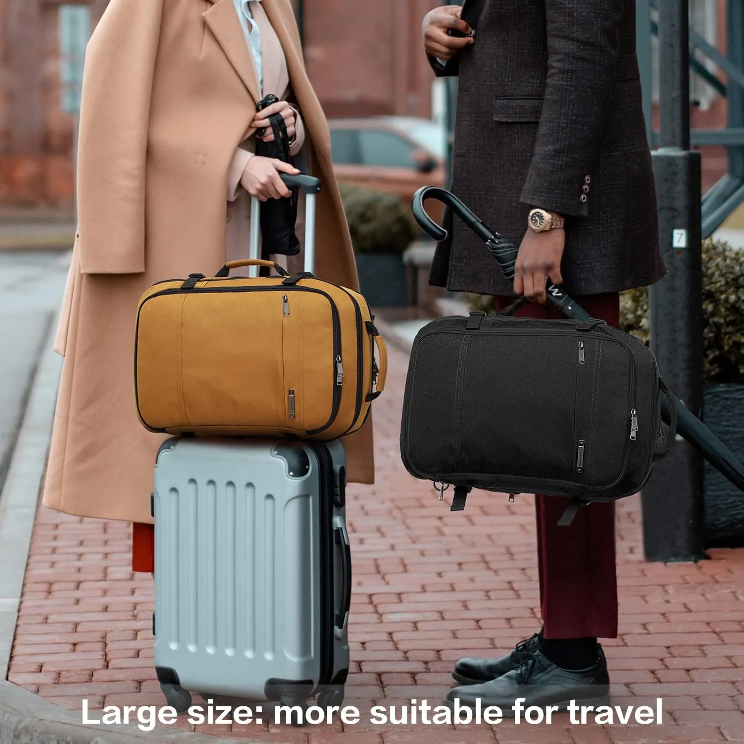TUGUAN Travel Laptop Backpack 40L Large Computer Backpack 17 Inch with USB Charging Port for Men Expandable Backpacks Women, Brown - Suitable for Travel