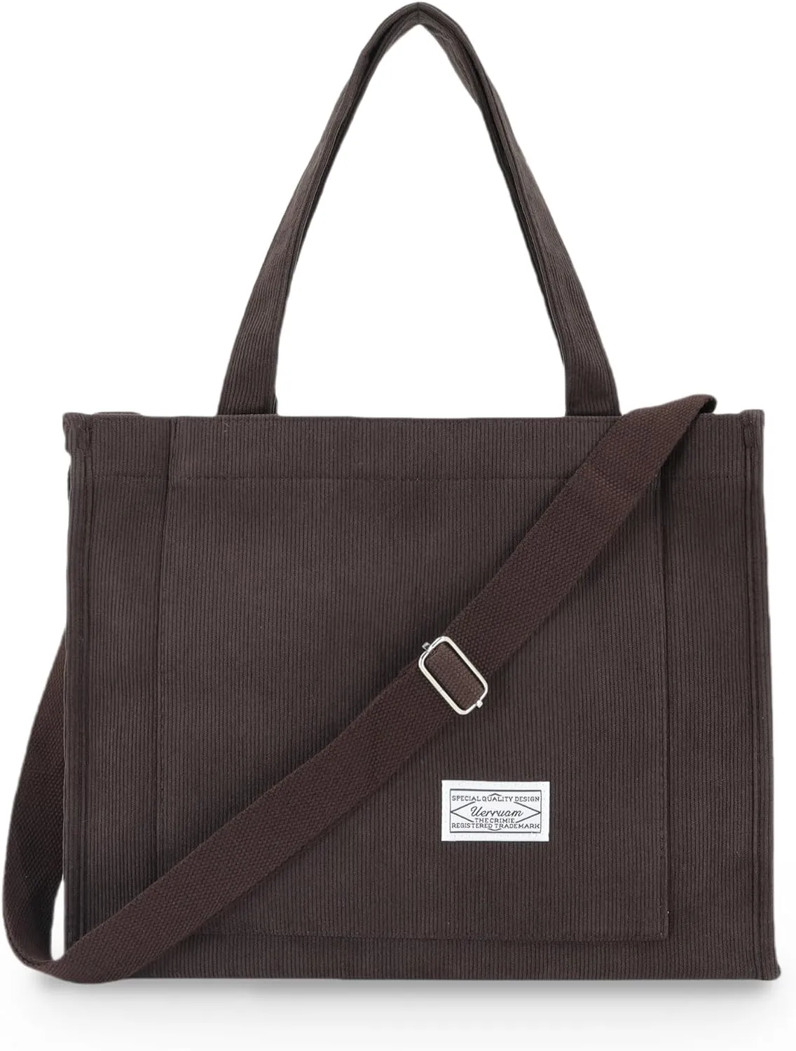 UERRUAM Corduroy Tote Bag for Women Work Crossbody Purse for Everyday,College,Travel,Lightweight Handbag Adjustable Strap