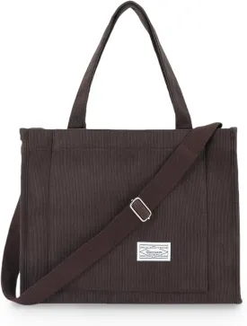 UERRUAM Corduroy Tote Bag for Women Work Crossbody Purse for Everyday,College,Travel,Lightweight Handbag Adjustable Strap
