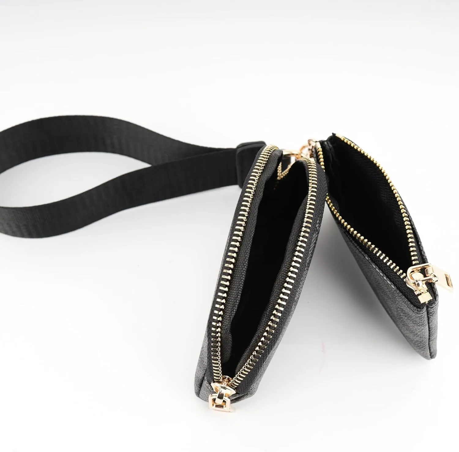 Veki Keychain Wallet Wristlet for Women, Mini Detachable Dual Coin Purse Pocket Key Chain Wallets, Portable Small Clippable Card Pouch, Zip Around Key Ring Wallet Clip Pouch (Black Pattern)