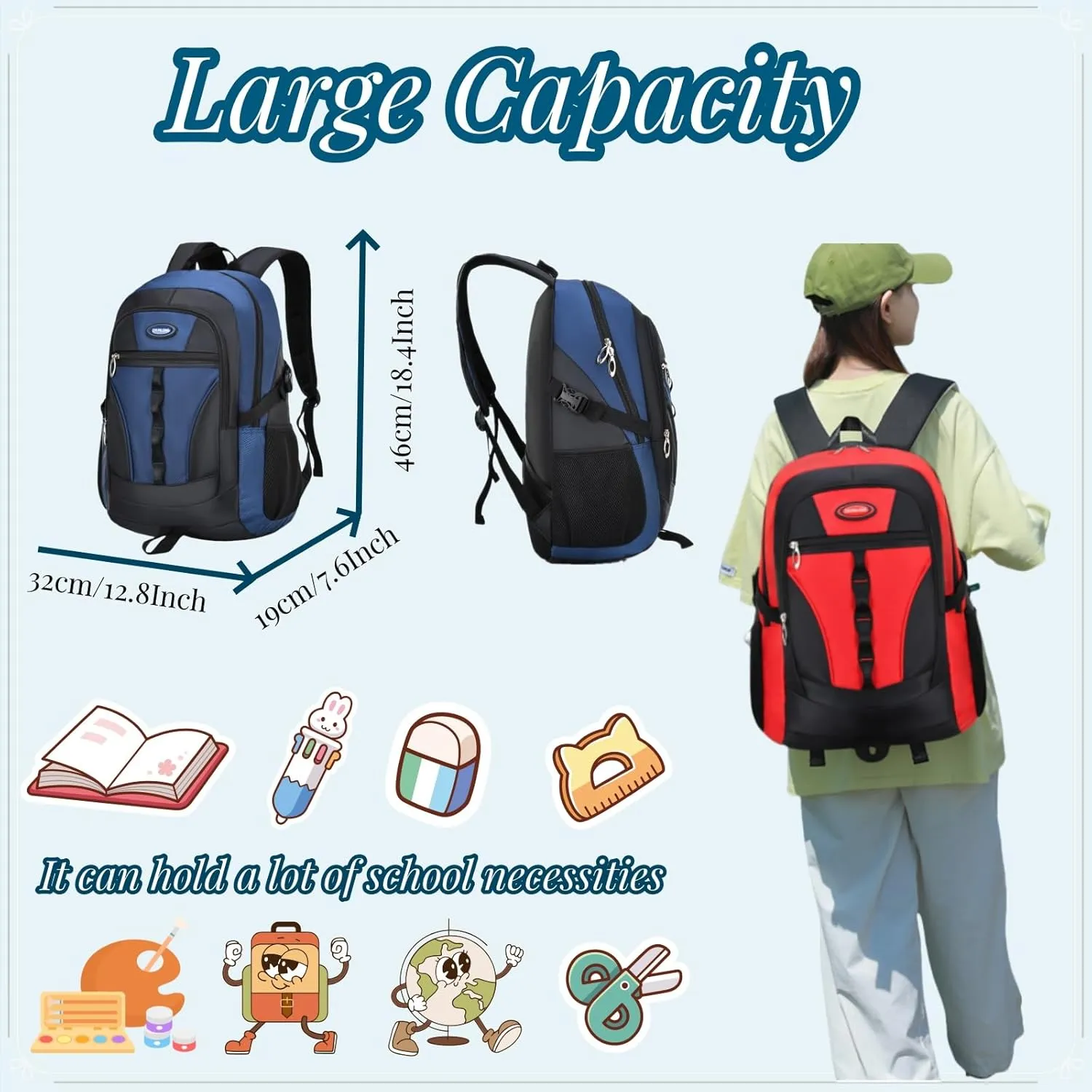 VIDOSCLA Teenage Boys Color-blocking Sports Kids Backpack Middle/High Schoolbag Elementary Student Bookbag for School Teen Boys Grey