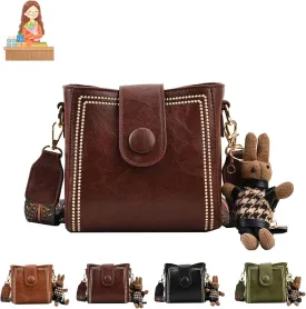 Vintage Fashion Bag with Adjustable Wider Shoulder Strap, Vintage Retro Small Water Bucket Bag for Women (Coffee)