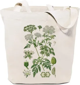 Vintage Poison Hemlock Canvas Tote Bag for Women Aesthetic Reusable Grocery Shoulder Bags for Shopping Travel Beach
