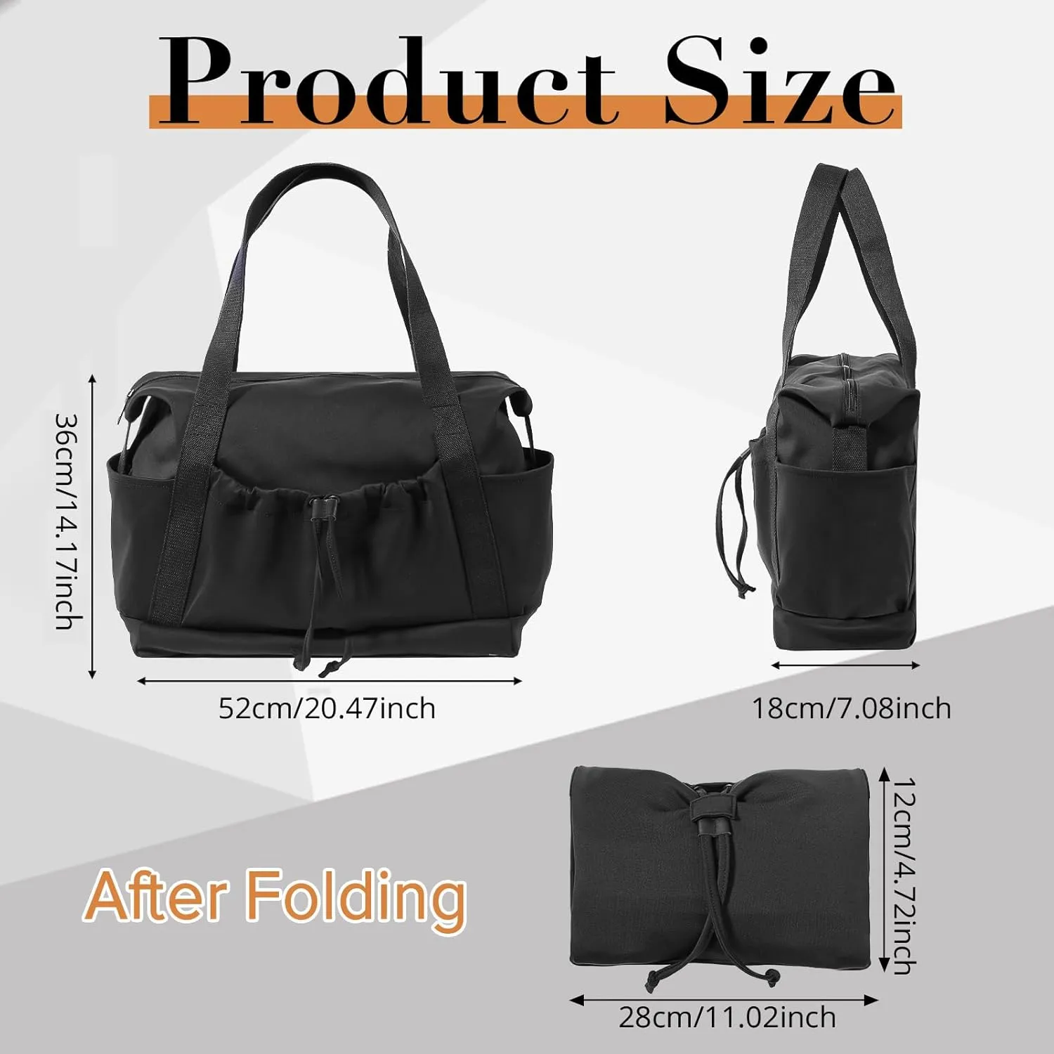 Vomgomfom 33L Soft Neoprene Tote With Zipper, Foldable Shoulder Bag With Trolley Sleeve, Women Overnight Travel Bag
