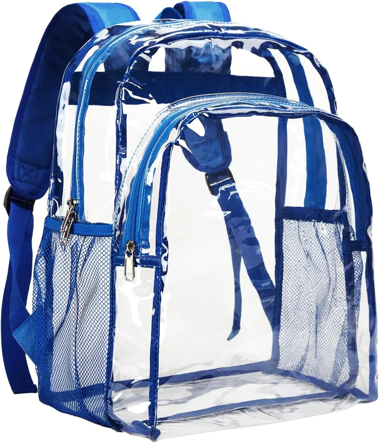 Vorspack Clear Backpack Heavy Duty - Clear Backpacks for School Transparent Bookbag for Girls Boys Large See Through Bag for Work, College, Concert - Blue