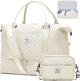 Weekender Bags for Women, Carry on Overnight Weekend Travel Duffel Bag with Shoes Compartment &Toiletry Bag, Personal Item Bag for Travel Business Trips Sport Hospital