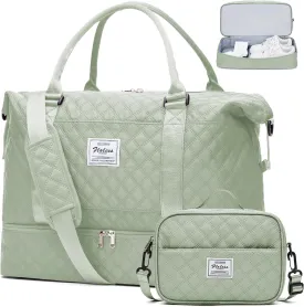 Weekender Bags for Women, Carry on Overnight Weekend Travel Duffel Bag with Shoes Compartment &Toiletry Bag, Personal Item Bag for Travel Business Trips Sport Hospital