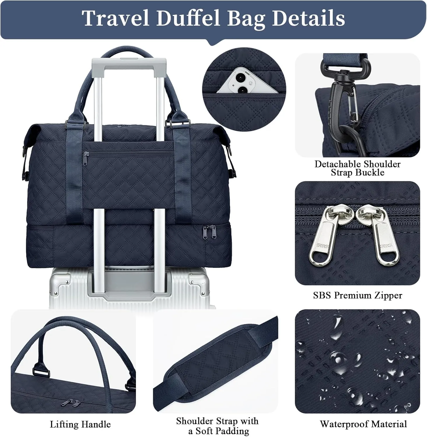 Weekender Bags for Women, Carry on Overnight Weekend Travel Duffel Bag with Shoes Compartment &Toiletry Bag, Personal Item Bag for Travel Business Trips Sport Hospital