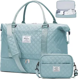 Weekender Bags for Women, Carry on Overnight Weekend Travel Duffel Bag with Shoes Compartment &Toiletry Bag, Personal Item Bag for Travel Business Trips Sport Hospital